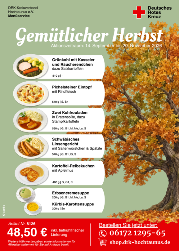 Gemütlicher Herbst 2026 | Menü-Sortiment